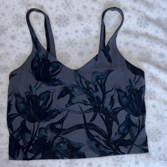 Lululemon grey and black-botanical bloom align tank - Picture 1 of 4